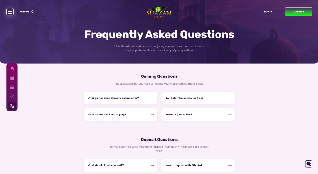 shazam casino faq